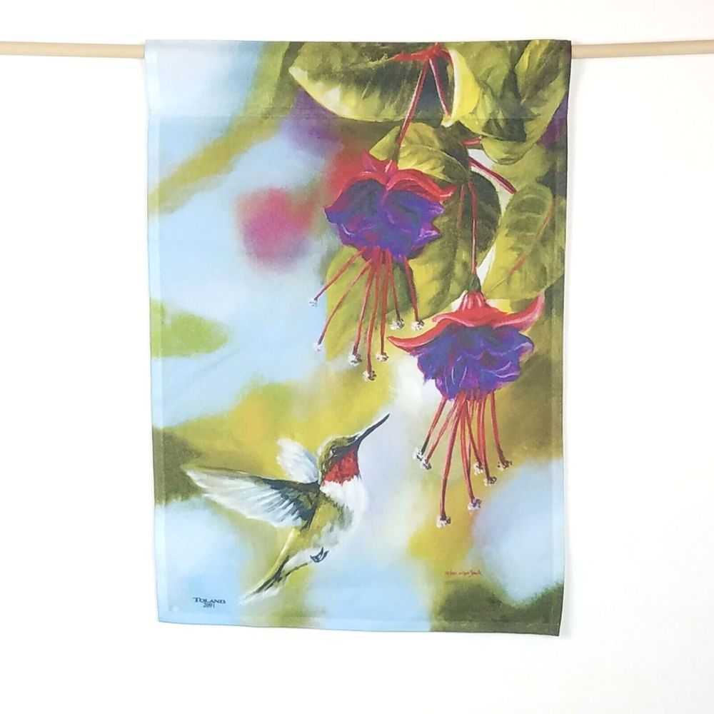 Hummingbird & Fuchsias Floral Garden Flag